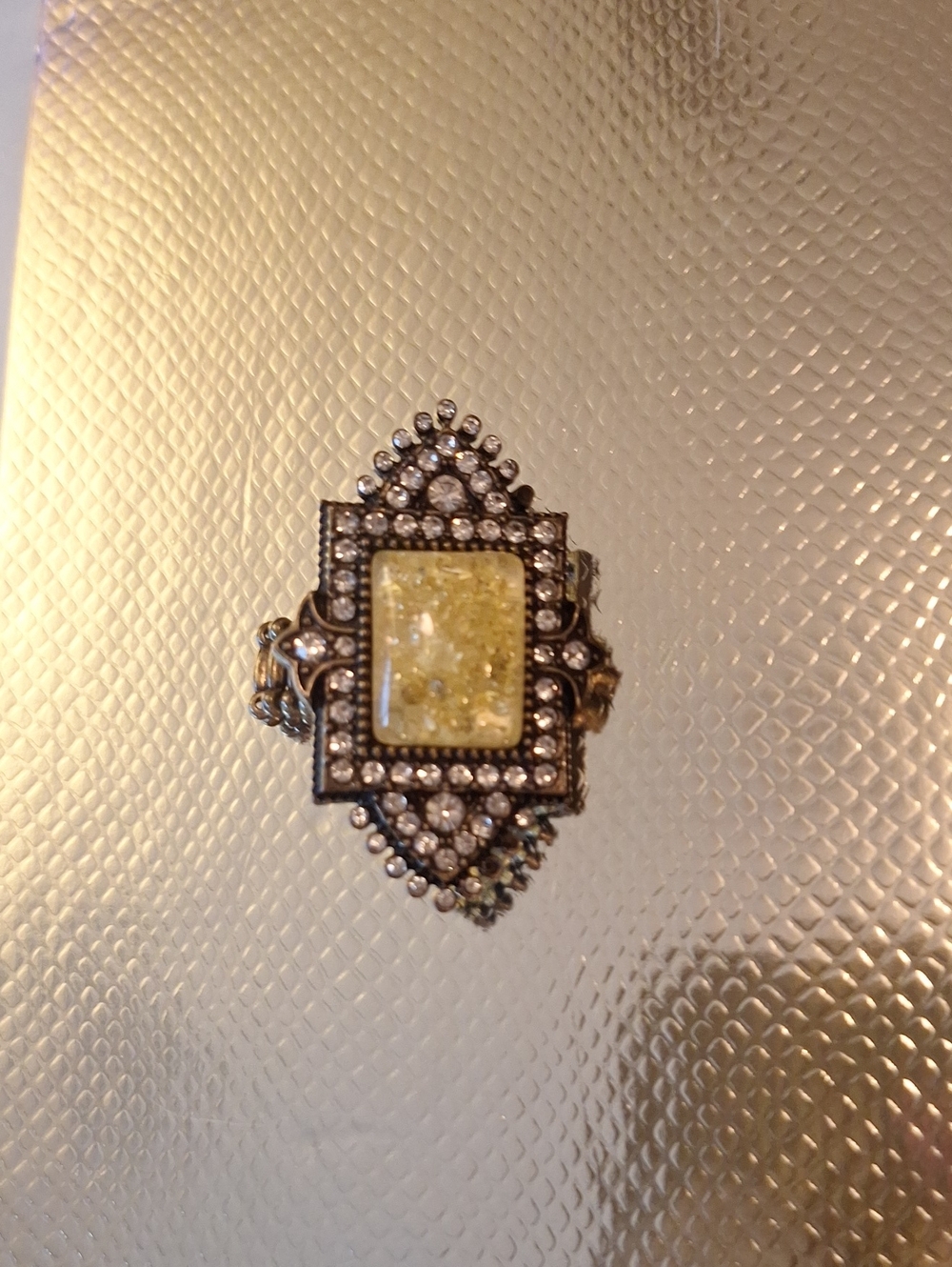 Vintage-Inspired Yellow Statement Ring with gemstones
